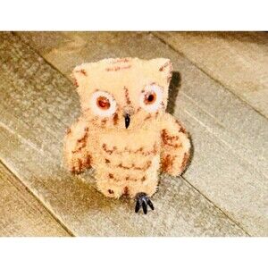 Vintage Wagner Kunstlerschutz West Germany Flocked Owl Figurine 2" Trinket
